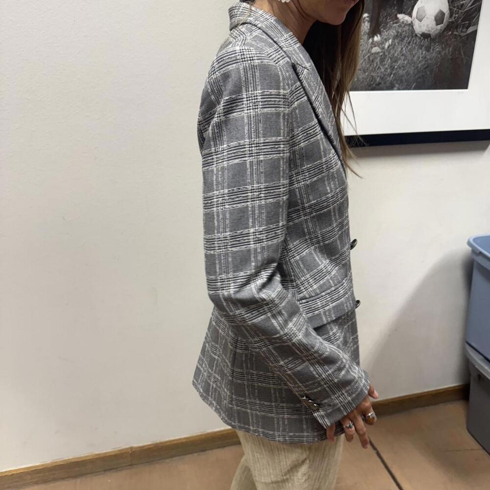 Zara Basic Houndstooth Double-Breasted Blazer Siz… - image 3